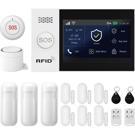 Home Alarm System with 110 dB Siren, Motion Sensor, Door and Window Sensors and Remote Controls Other DIY, Window Alarm Siren for Warehouses, Shops, Home (1/5)