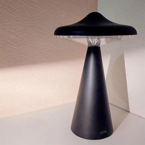 (Version noire à brancher) Lampe de bureau LED en forme de champignon, veilleuse rechargeable, rechargeable par USB et portable (1/5)
