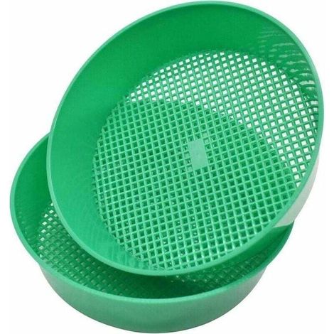 Juego de 2 tamices de plástico para jardín, piedra, arena, tierra, plántulas, enrejados, herramientas de jardinería, jardinería, plantas, plántulas, filtro de arenisca - Green Tool-Crezuo
