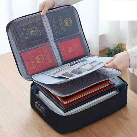 Pochette de rangement pour documents avec serrure à code, porte-documents format A4, organiseur portable (1/5)
