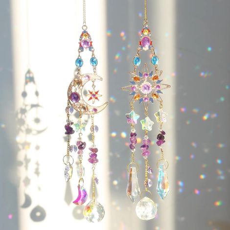 Arc-en-Ciel Attrape-Soleil en Cristal Coloré,Suncatcher Pendentif,Soleil Cristal Décoration,Fabricant Suspendu pour Fenêtre Jardin