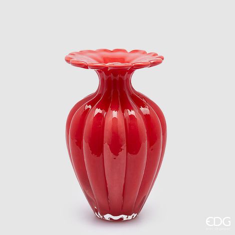 EDG Enzo De Gasperi Vaso Blossom H 24,5 Cm D 16,5 Cm Vetro Red