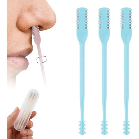 Tondeuse de nez 2 en 1 pour homme et femme, manuel rotatif à 360°, multifonction, coupe-poils nasaux et cure-oreilles, essentiels de voyage (bleu) (1/5)