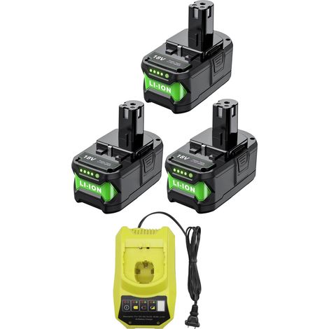 Batterie Rechargeable, Capacité 9500mAh, Technologie Li-Ion, compatible avec Ryobi, 3 PCS 1 Chargeur (1/2)