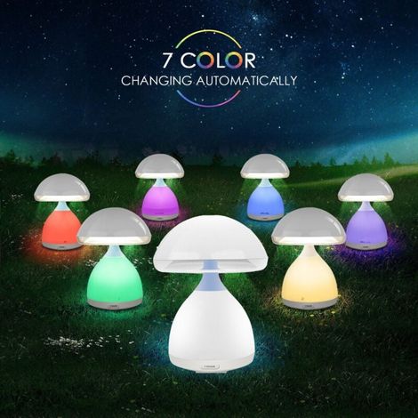 YMYNY Lampe de chevet LED RVB champignon, chromothérapie, 7 couleurs, sans fil (1/3)