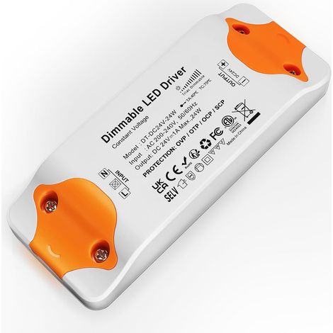 Transformateur LED 24V Dimmable TRIAC, 24W 1A Alimentation de Tension Constante, Transformateur 220V 24V Basse Tension AC à DC, Transfo Led Convertisseur pour LED Bande Lumineuse (1/5)