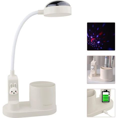 Kinderschreibtischlampe, Sternenprojektorlampe mit Stifthalter, 3-stufig einstellbare Helligkeit, wiederaufladbarer Augenschutz, LED-Leselampe, Geschenk für Jungen und Mädchen (1/5)