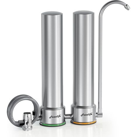 Système de filtre à eau de comptoir, filtration en acier inoxydable à 8 niveaux, 0,5 micron, réduit 99,99% le plomb, le chlore, les métaux lourds et le tartre