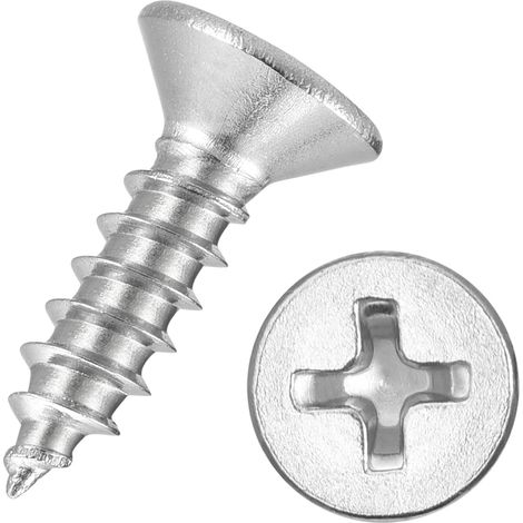 25pcs Vis A Bois A Tete Plate Phillips - [6x3/8"] Acier Inoxydable 316, Vis Auto-Taraudeuses A Tete Fraisee Pour Assemblage De Meubles, Garniture Interieure, Argent (1/5)
