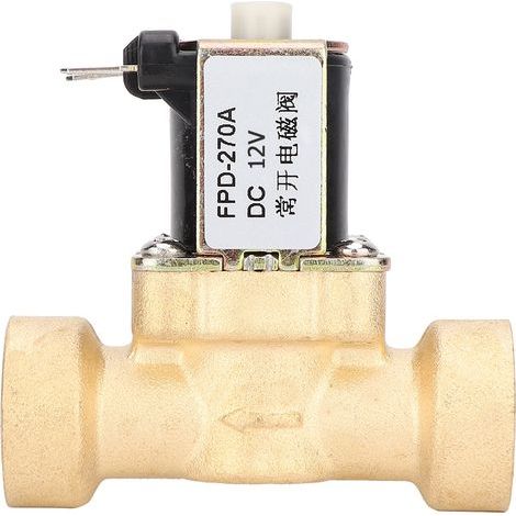 Vanne électromagnétique en laiton à ouverture normale, filetage femelle G1/2", tension 12V DC (1/5)