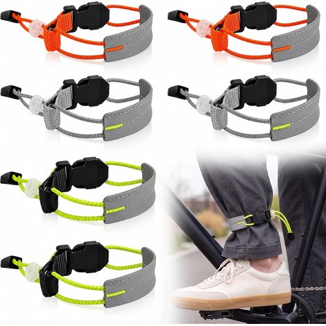 Pinces pour pantalon de vélo, lot de 6, bande réfléchissante, pinces élastiques pour pantalon de vélo avec bandes réfléchissantes, protection pour pantalon, course à pied, bande de sécurité pour vélo, (1/5)