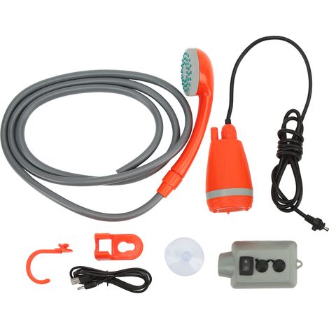Douche de camping portable rechargeable USB, pommeau d'extérieur universel pour caravane, bateau, voiture, douchette nomade avec batterie intégrée, idéale voyage et plein air. (1/5)