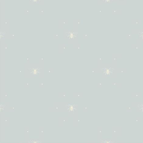 Bee Silhouette Wallpaper Duck Egg Blue Cream Dot Nature Living Room Feature Wall (1/4)