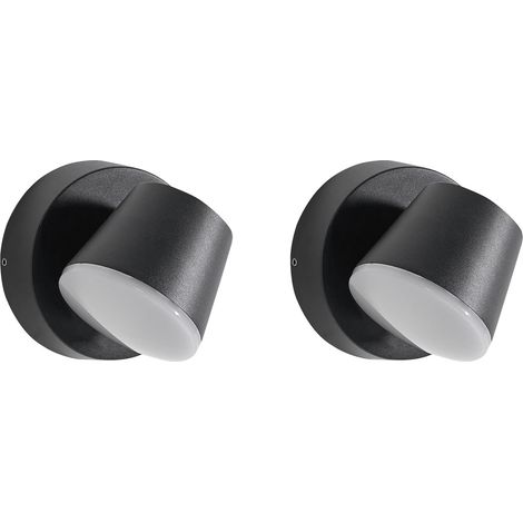 Set di 2 lampade da parete LED da esterno in metallo e alluminio nero Salas (1/5)