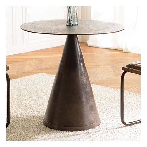 Table bistrot 80x75,5 cm en aluminium laiton et pied conique (1/6)
