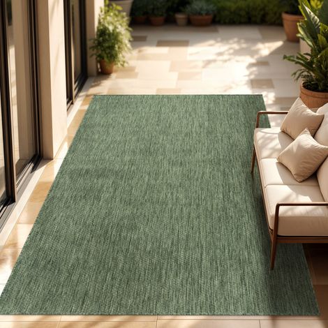 Paco Home Tappeto Per Esterno Balcone Terrazza Tappeto Cucina Monocolore Mélange 160x220 cm, Verde