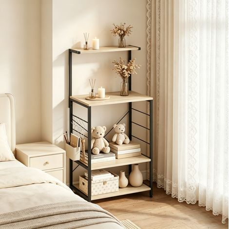 Meuble de rangement de cuisine 4 niveaux 60 x 123 x 40 cm noir et chêne clair OKMYHOME (1/5)
