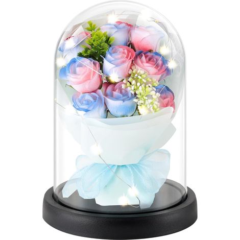 Rosa Eterna Cupola LED Romantico Decorativo Blu 21 cm (1/5)