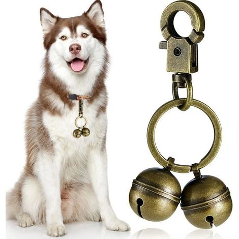 Paire extra forte de cloches pour chat et chien cloches en laiton durables pour animaux de compagnie collier pendentif (1/5)