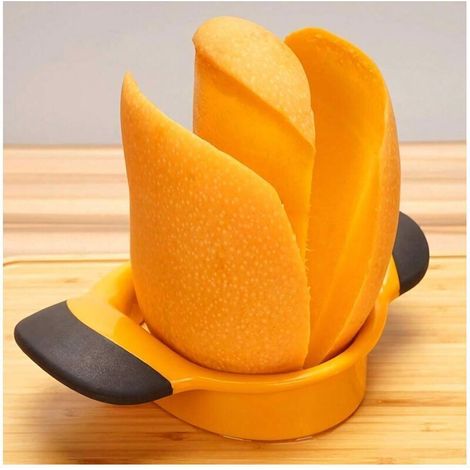Mangoschneider, -schäler, -hobel, -teiler mit Edelstahlklinge, Fruchtteiler, ergonomischem Gummigriff, rutschfest, extra großer Mangoschneider (1/4)