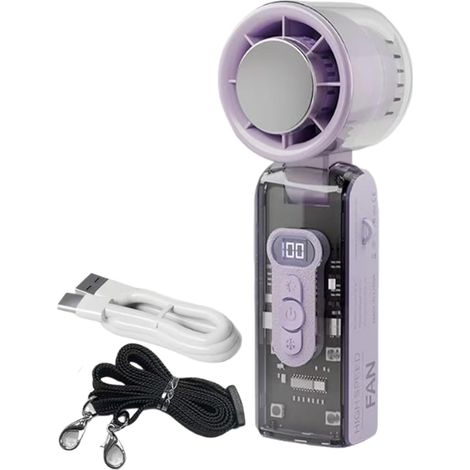 Ventilateur portatif générique, ventilateur portatif avec lampe torche, ventilateur rechargeable sans pales pour voyage, plage, bureau, adultes, enfants (1/5)
