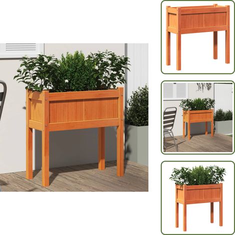 The Living Store Pflanzkübel mit Beinen Wachsbraun 70x31x70 cm Massivholz Kiefer - Holzpflanzetopf - Kiefernholztöpfchen - Balkonpflanzenbehälter - Gartentöpfen - Pflanzentopfe Dekorativ (1/5)