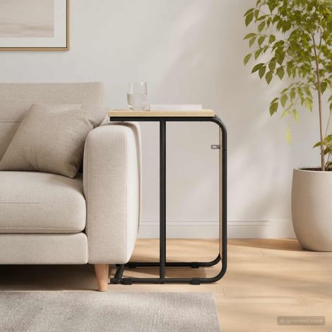 Tavolino laterale da salotto in legno ingegnerizzato e acciaio rovere sonoma 40 x 31 x 55 cm, 4.27kg - PANGIVO (1/5)