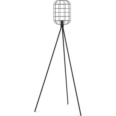 Lámpara de pie para salón con pantalla de rejilla abierta 40 vatios altura 163 cm hierro negro 140009215 (1/4)