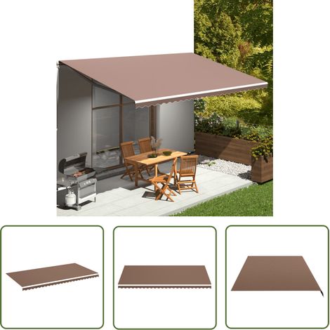 The Living Store Tissu de remplacement pour auvent Marron 6x3 m - Tissu D'ombrage - Auvent De Jardin - Toile D'extérieur - Protection Solaire - Parasol De Terrasse (1/5)
