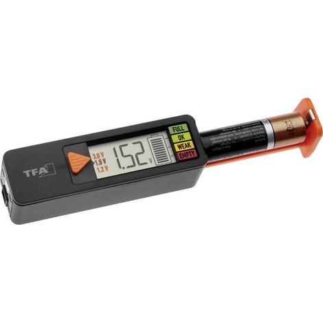TFA Dostmann Tester batterie Batterietester BatteryCheck Campo di misura (tester batterie) 1,2 V, 1,5 V, 3 V, 9 V Batte