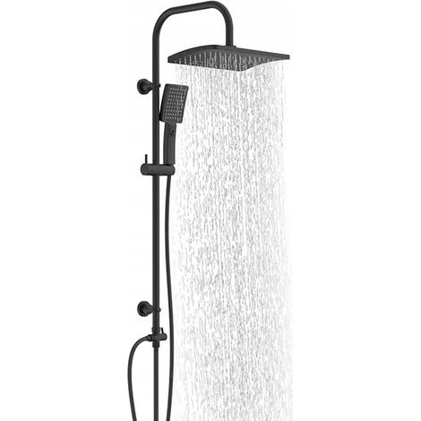 Colonna doccia - Nero opaco - Con rubinetto - Soffione quadrato e doccetta - 60666 (1/5)