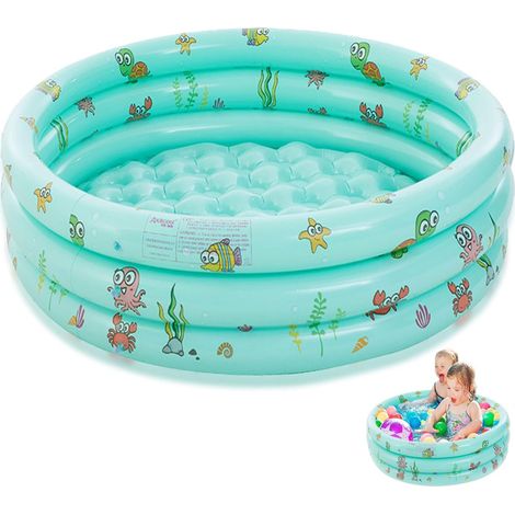 Pataugeoire Ronde pour Enfants,100x35cm Piscine Gonflable pour Enfants,Pataugeoire Gonflable Ronde.Pataugeoire pour Enfant,Piscine Gonflable 3 Anneaux,Gonflable Piscine pour Enfants (1/5)