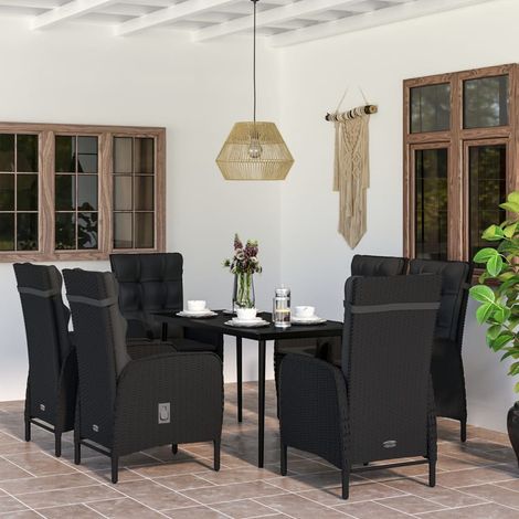 7-tlg. Garten-Essgruppe mit Kissen Schwarz vidaXL (1/5)