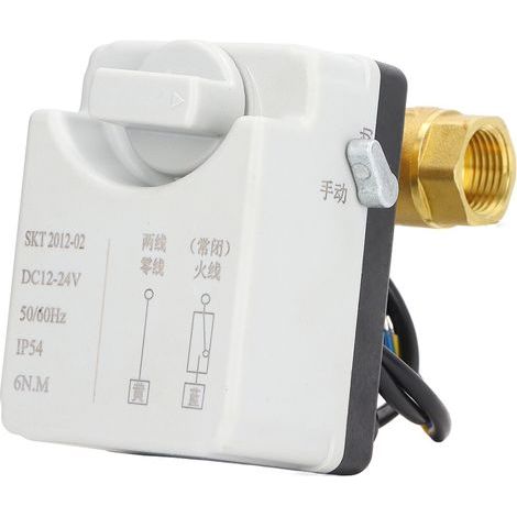 Motorisiertes Kugelventil, 2-adrig, 2-Wege, normalerweise geschlossen, DN15, Messing/ABS, 12–24 V DC, Zubehör (1/5)