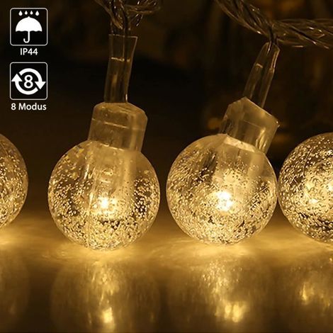 20 m guirlande lumineuse LED, blanc chaud, 160 LED, 8 modes d'éclairage, décoration intérieure et extérieure (1/4)