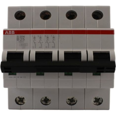 Interruttore magnetotermico 4 poli 4 moduli 25A curva B 6kA  ABB