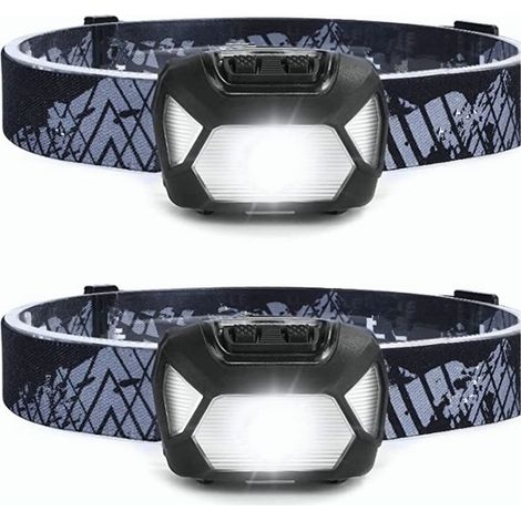 Powerful Rechargeable LED Headlamp, D5000 Super Bright LED Head Torch 2000Lux White and Red Light 6 Lighting Modes IPX4 for Running, Fishing, Cycling, Camping - 2 Pcs [Energy Class A++] (1/5)