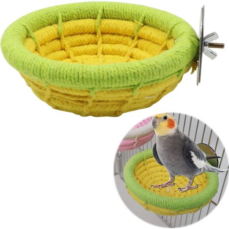 Jaula para pájaros - Nido para pájaros - Casita para pájaros de cuerda de algodón - Lindas jaulas para incubación de loros - Nidos - Juguetes - Accesorios para ninfas - Canarios tejidos a mano - Periq