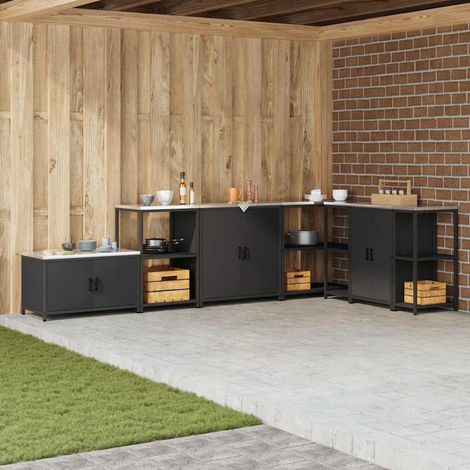 Vidaxl – Étagère de rangement de cuisine en acier noir 90 x 50 x 53 cm – Construction robuste – Idéale pour ustensiles et provisions – Style moderne