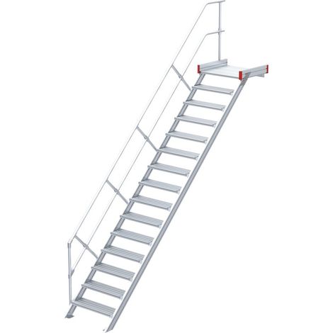 Euroline 511 Podesttreppe 45° 1000mm Stufenbreite 15 Stufen Alu gerieft
