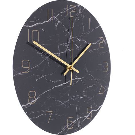 Horloge murale ronde silencieuse à motif marbre nordique décoratif pour la maison (1/5)