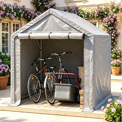 Garage per biciclette 190 x 170 x 200 cm in acciaio zincato, grigio scuro DESVIAE (1/5)