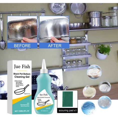 Nettoyant pour fond de casseroles noircies, idéal pour les casseroles, poêles et ustensiles de cuisine – élimine facilement la graisse, la rouille et les taches – 150 ml + éponge à récurer -- AKRACING (1/5)