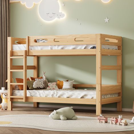 Bett 90x200 aufteilbar Kiefernholz Natur OKMYHOME (1/5)
