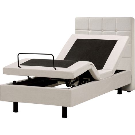 Cama ajustable eléctricamente individual 80 x 200 cm beige claro con mando a distancia Duke (1/5)