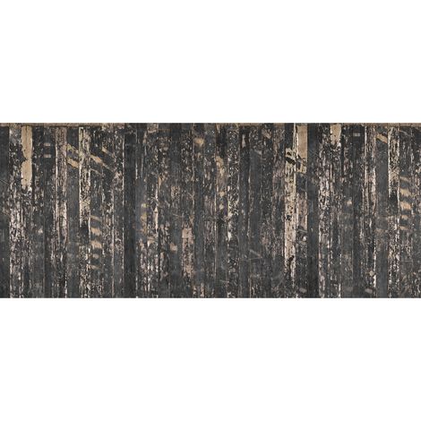 Papier peint panoramique bois moderne | Tapisserie panoramique marron & noir bois usé | Papier peint panoramique salon & chambre - 250 x 600 cm (6 pièces) (1/2)