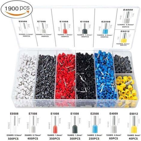 Pinces à Sertir, Outil de Sertissage de Fil à Cliquet Auto-réglable de 0,25 à 6 mm²/AWG23-10 avec 1900 Connecteurs de Sertissage (Gris) (1/3)