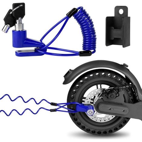 Scheibenbremsschloss und Diebstahlsicherungskabelschloss für E-Scooter Fahrräder und Skateboards 12 mm wasserdichtes Kabel mit 2 Schlüsseln für (1/5)