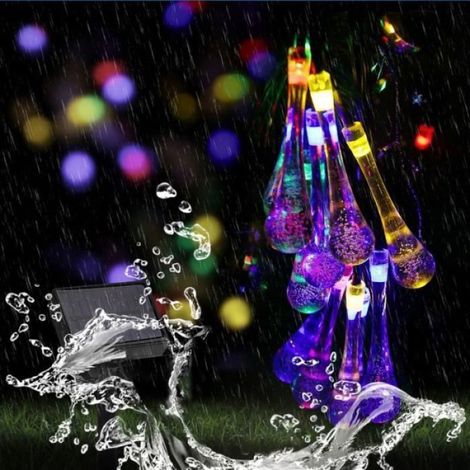 LED solaire, guirlande extérieure, couleurs chaudes - 5 mètres 20 lumières - solaire double mode (1/4)