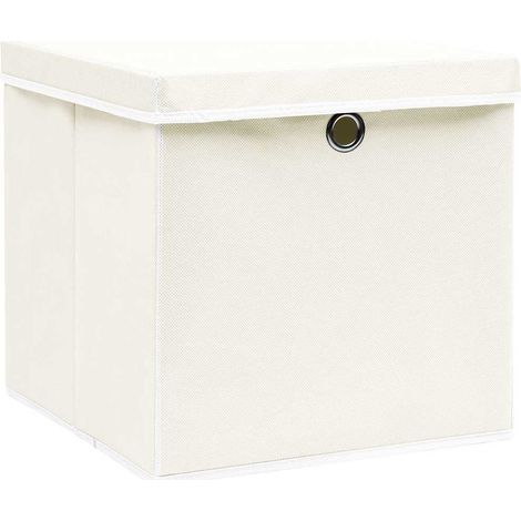 Maison Exclusive - Scatole Portaoggetti con Coperc4pz Bianco 32x32x32cm Tessuto (1/5)